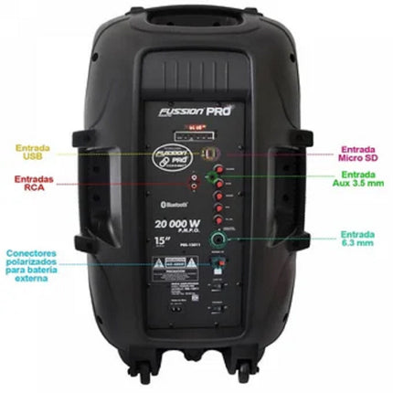 Bafle Fussion Recargable 15 PBS-15011 Negra