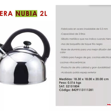 Tetera Magefesa Acero Inox Nubia 2 Lts