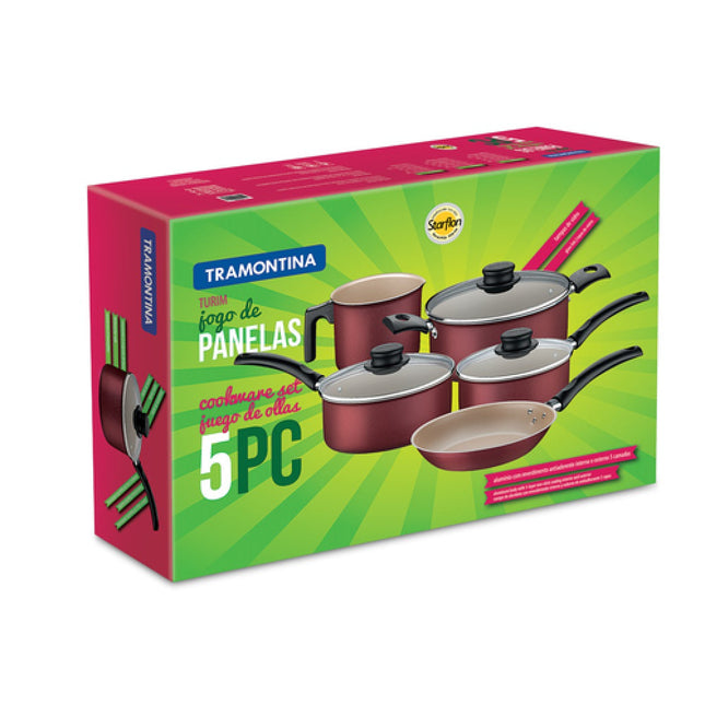 Bateria de Cocina Tramontina Turim 5 pz Rojo 20298761