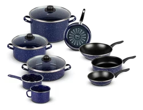 Batería de Cocina Ekco 28855 BAT ESMA 12 A de 12 piezas Azul Marino