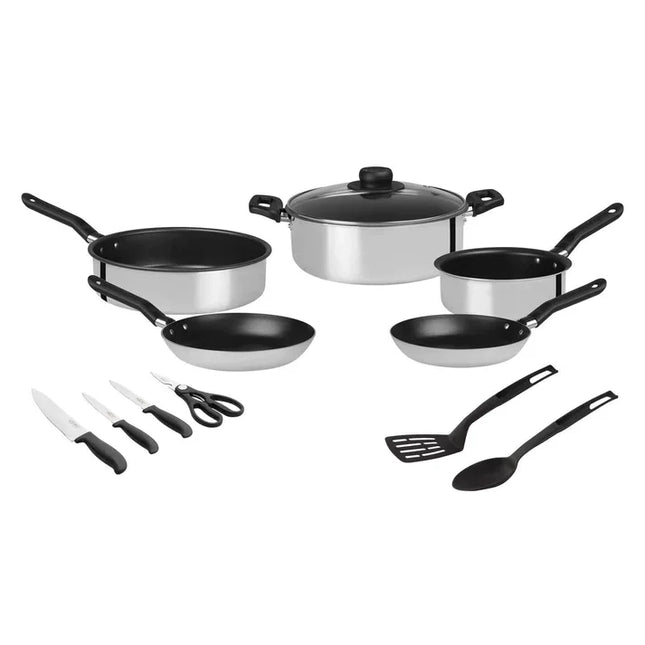 Batería de Cocina Ekco Shine de 12 Piezas Plata de Aluminio