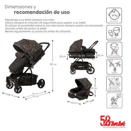 Carriola D'bebé Lulú Travel System Sistema De Viaje Negro