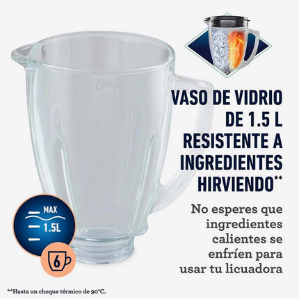 Licuadora clásica Oster negra vaso de vidrio BLSTBPST013