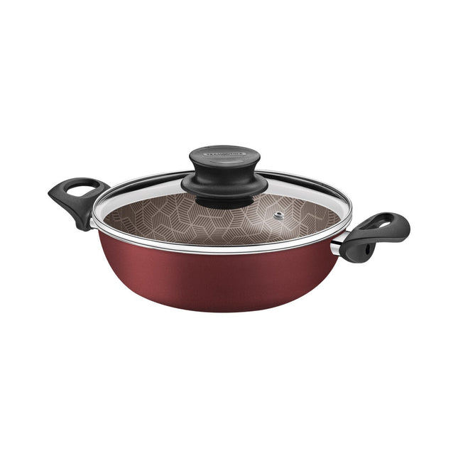 Arrocera Tramontina 28517724 Paris Rojo con Tapa de Vidrio 24 cm 2,8 L