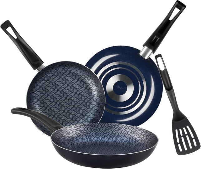 Juego de Sartenes 3 Piezas Ekco 964273 Azul de Aluminio con Utensilio