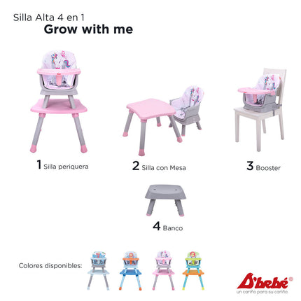 SILLA ALTA GROW WHIT ME 4 EN 1 ROSA