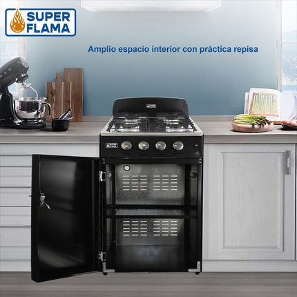 Parrilla de gas Super Flama ANA GAB con gabinete 4 Quemadores Negro