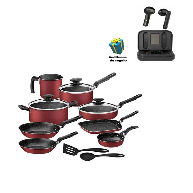 Bateria de Cocina Tramontina 27899483 Rojo 13 pz + Audifonos de regalo