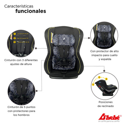 Autoasiento Lux Confort D´bebé-Gris con Negro