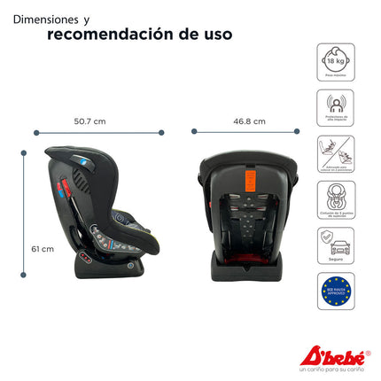 Autoasiento Lux Confort D´bebé-Gris con Negro