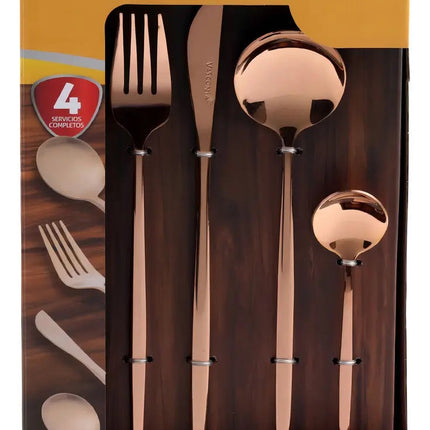 Juego De Cubiertos Vasconia ESENCIAL 16R Esencial Rose Gold 16pzas