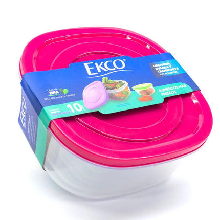 Set de Contenedores Herméticos Ekco 58623 Classic 5 Pzs con Tapa de Color