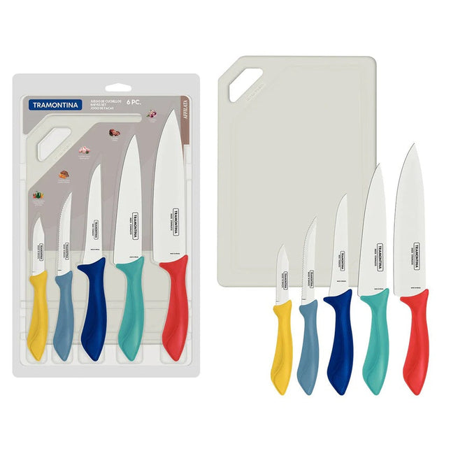 Set de Cuchillo 5 Piezas +1 Tabla de Picar Tramontina 23699956