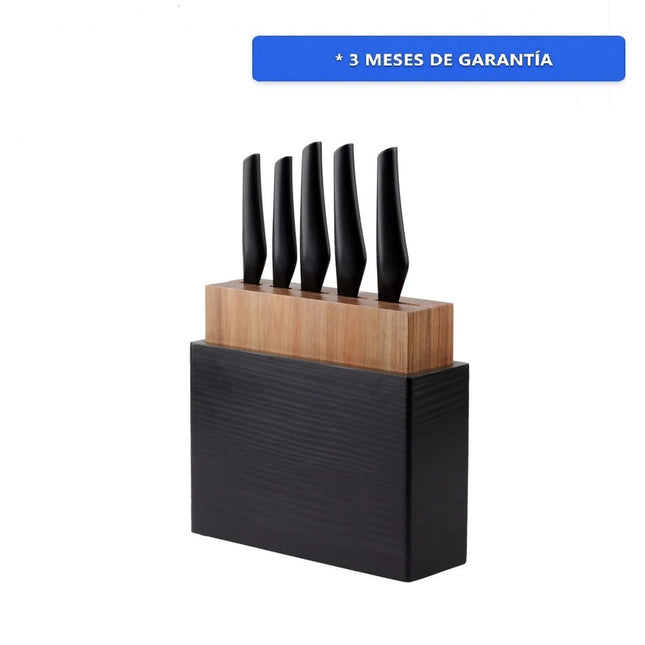 Juego de Cuchillos C/Tabla Vasconia BLOQUECUC 5P Acero Inox Negro