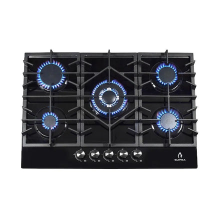 Parrilla Empotrable A Gas Supra SENZA 76 De Cristal 5 Quemadores 76CM