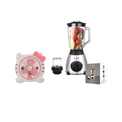 Combo Licuadora LAR LARLB-0003 1.5L 300w de vidrio + Ventilador Fussion/YIWU VENT-0015 portatil Katty 6" 2 Vel