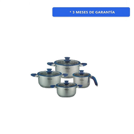 Bateria Perla Almar T801AZ 8 Pzs Acero Inox Azul