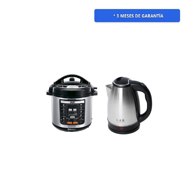 Combo Olla de presión Koblenz Kitchen Magic Pop KMP-1000 IN electrica + Hervidor electrico LAR LARLB-0005 Capacidad de 1.5L 900w