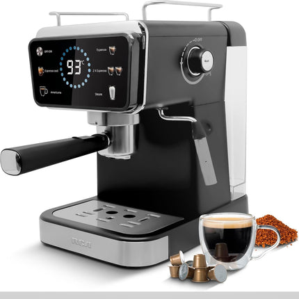 Cafetera RCA Profesional RC-CAF5, 2 en 1 para Café Molido y Cápsulas, Espumador 1.5L 5 Funciones