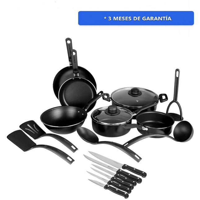 Bateria de Cocina Ekco 70001377 Serum 19 piezas Negro con Antiadherente