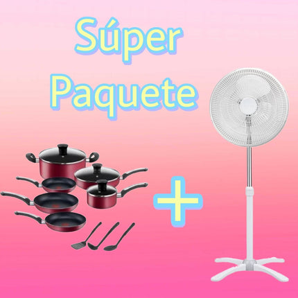 Paquete Ventilador Mytek 3197 16'' + Batería B474SC84 de 12 pzas Rojo