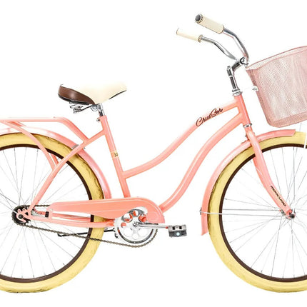 Bicicleta Mercurio Cruiser Retro Salpicaderas Rodada 26 Color Salmón