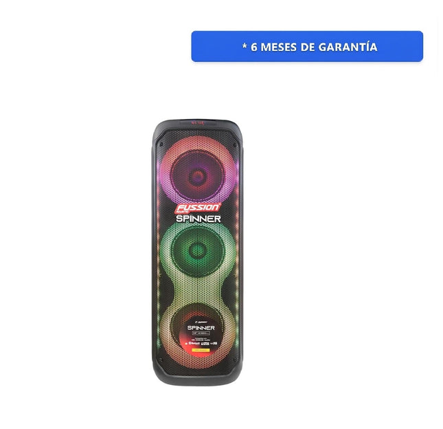 Bafle Recargable Fussion Spinner PBS-8X3001 de 8" Bluetooth y 2 Micrófonos