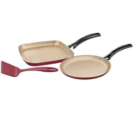 Juego Tramontina 20298739 Bifera Panquequera 3pz Rojo