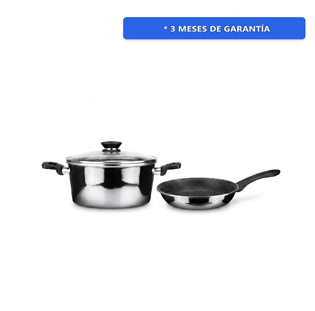 Paquete Magefesa Kasa Granite Sarten 31SAGRNME24 Noir Metalic 24cm Induccion + Olla Cacerola Noir Metalic 24cm Induccion