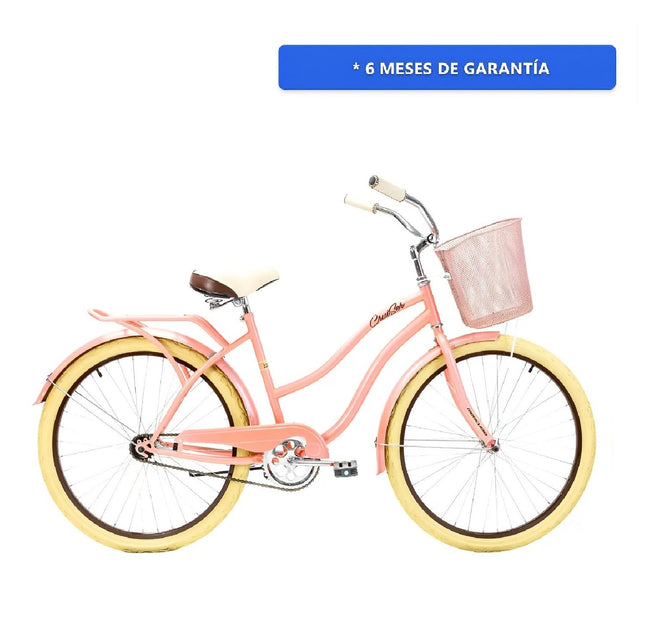 Bicicleta Mercurio Cruiser Retro Salpicaderas Rodada 26 Color Salmón