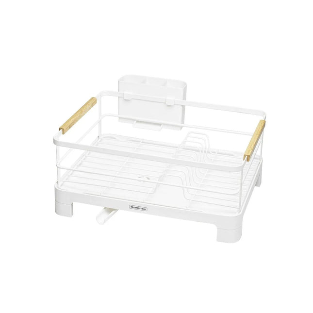 Escurridor de Vajilla Tramontina 61536200 de Acero al Carbono con Secador y Portacubiertos Blanco