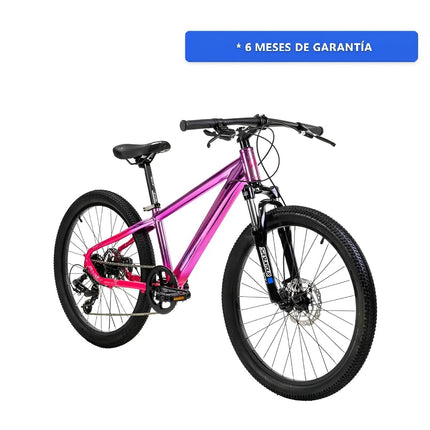 Bicicleta Alubike 24 Sierra 8 Velocidades De Aluminio Gris Rosa Unitalla