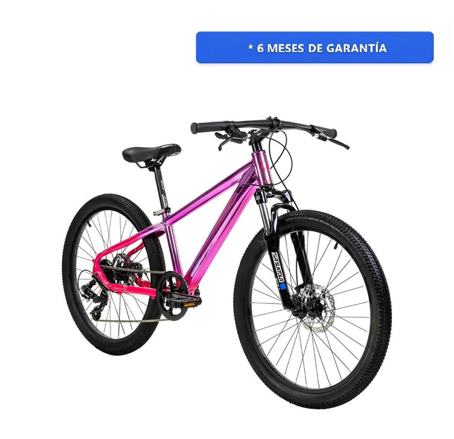 Bicicleta Alubike 24 Sierra 8 Velocidades De Aluminio Gris Rosa Unitalla