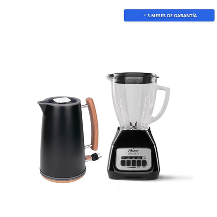 Combo Hervidor eléctrico inalámbrico Daewoo DEK-1289 de 1.7L de 1000W + Licuadora Oster BLSTKAG-BPB Vaso de Vidrio Negra