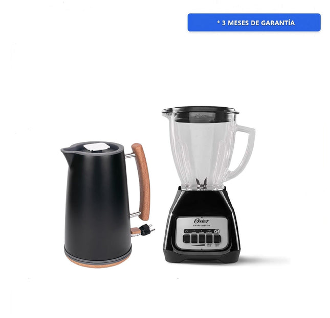 Combo Hervidor eléctrico inalámbrico Daewoo DEK-1289 de 1.7L de 1000W + Licuadora Oster BLSTKAG-BPB Vaso de Vidrio Negra