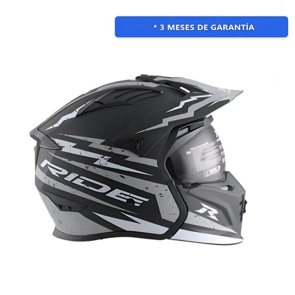 Casco Motociclista Modular Hybrid Hr Sigma Gris Negro L
