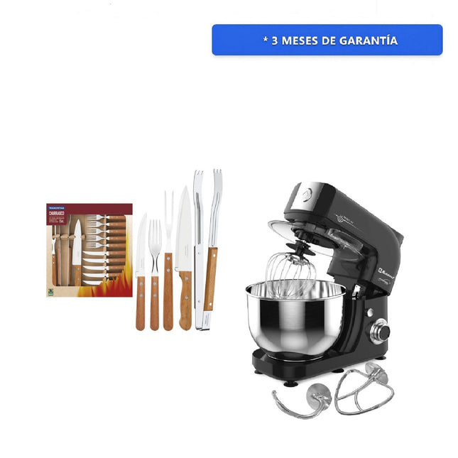Combo Kit para asado Tramontina 22399/028 acero inoxidable 15 piezas Dynamic + Batidora Koblenz BPKM-800 IN de pedestal 6 Vel Tazón 4.8 L