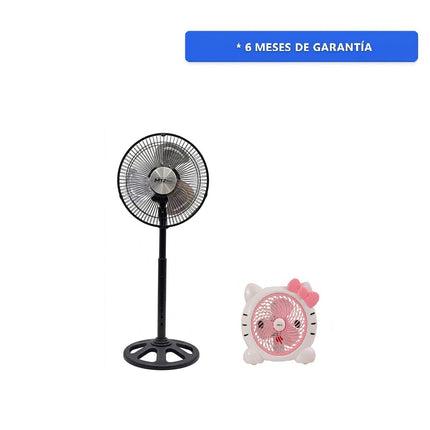 Combo Ventilador MTZ TOYS FAN-10 360 Multi Oscilación + Ventilaador Fussion/YIWU VENT-0015 portatil Katty 6" 2 Vel Ajustables