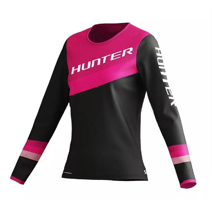 JERSEY HUNTER ROSA CON NEGRO MANGA LARGA HTRJY05