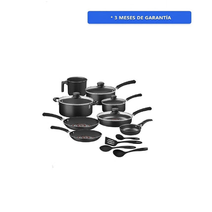 Batería de cocina Tramontina 27899523 Neocook de 16 Piezas Negra