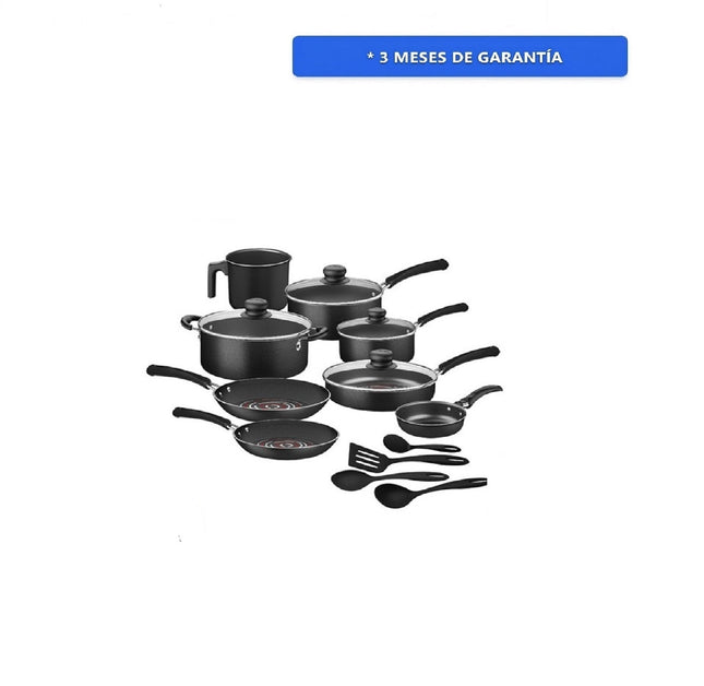 Batería de cocina Tramontina 27899523 Neocook de 16 Piezas Negra