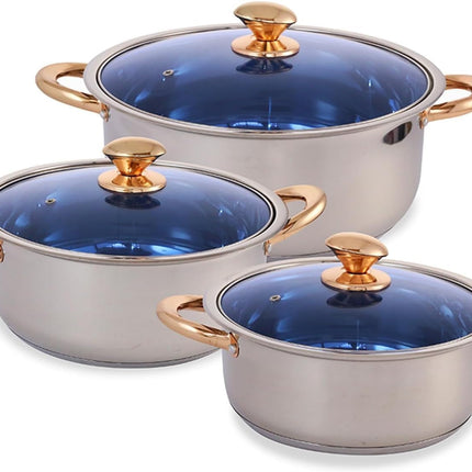 Juego De 3 Ollas Arroceras Royal Haus By Apolo De Acero Inoxidable 20, 24 y 26 Cm Plateado