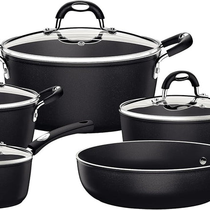 Batería Tramontina 28799002 Mónaco Starflon Premium 9 Pzs Negro / INDUCCION + Cubiertos de Regalo