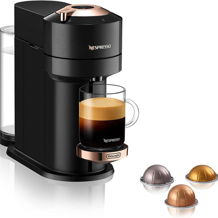 Cafetera Ninja Nespresso ENV120BCASYP Vertuo Next de café y espresso de De'Longhi, negro con oro rosa