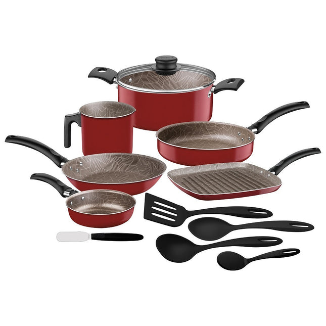 Batería Cocina Tramontina 27899522 12Pzas Ankara Rojo Antiadherente