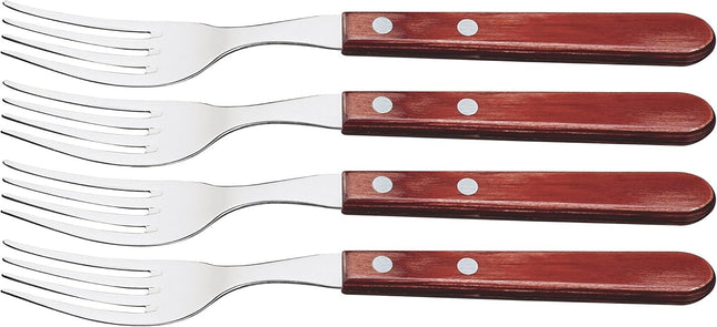 Juego de 4 tenedores para carne Tramontina 21199/797 Jumbo con mangos rojos acero inoxidable