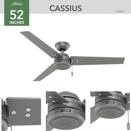 Ventilador Hunter 59262 de Techo c/Cadena 52'' 3 Aspas Reversibles Gris Mate