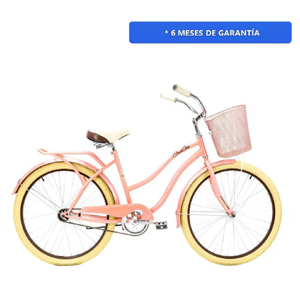 Bicicleta Mercurio Cruiser Retro Salpicaderas Rodada 26 Color Salmón