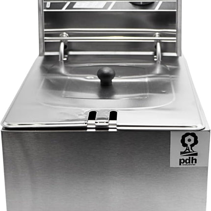 Freidora Eléctrica PDH D116 de Aceite, Acero Inoxidable, 5.5 Litros, Termostato Variable 50°C-200°C