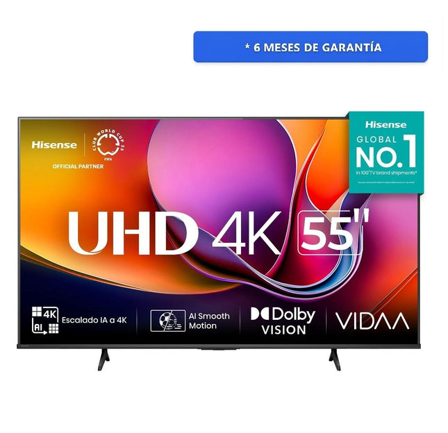 Pantalla Hisense 55A65NV 55'' Smart TV 4K UHD Negro